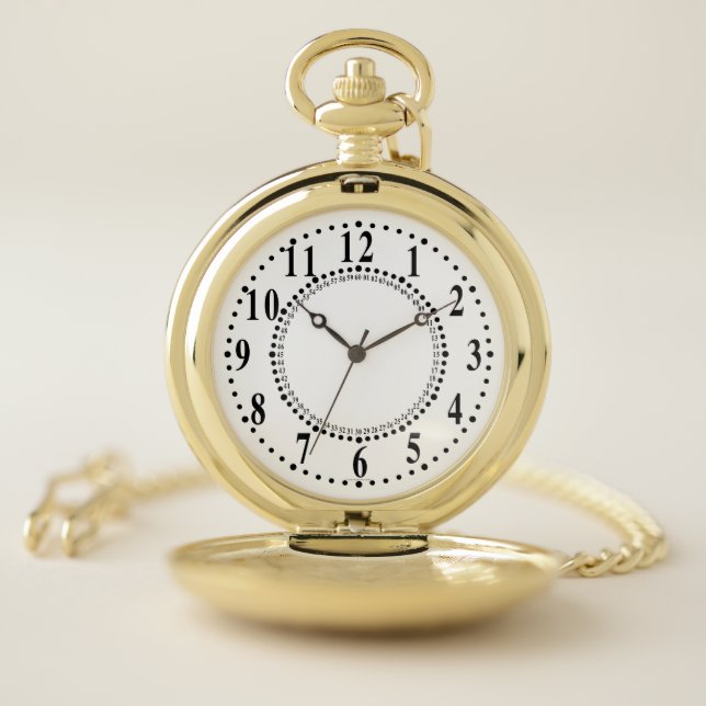 Traditional Dots with Large Numbers Pocket Watch (Inside)