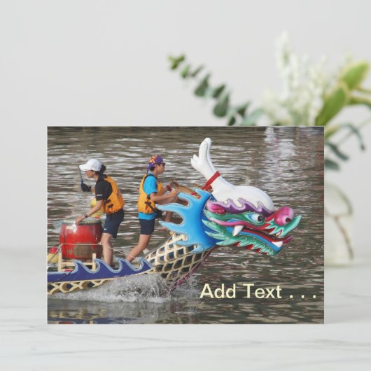 Traditional Dragon Boat Racing Down the River (Standing Front)