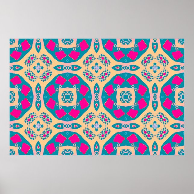 Traditional drawing. Repeat Peruvian Patchwork. Ti Poster (Front)