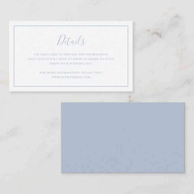 Traditional Dusty Blue Elegant Wedding Enclosure Card (Front/Back)