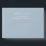 Traditional Dusty Blue Elegant Wedding Envelope<br><div class="desc">Simple dusty blue wedding envelope with your return address on the back. Your names are in an elegant script and your address is in a classic and tradtional serif font. The light dusty blue color of these envelopes are for a spring or winter wedding. The color of the fonts may...</div>