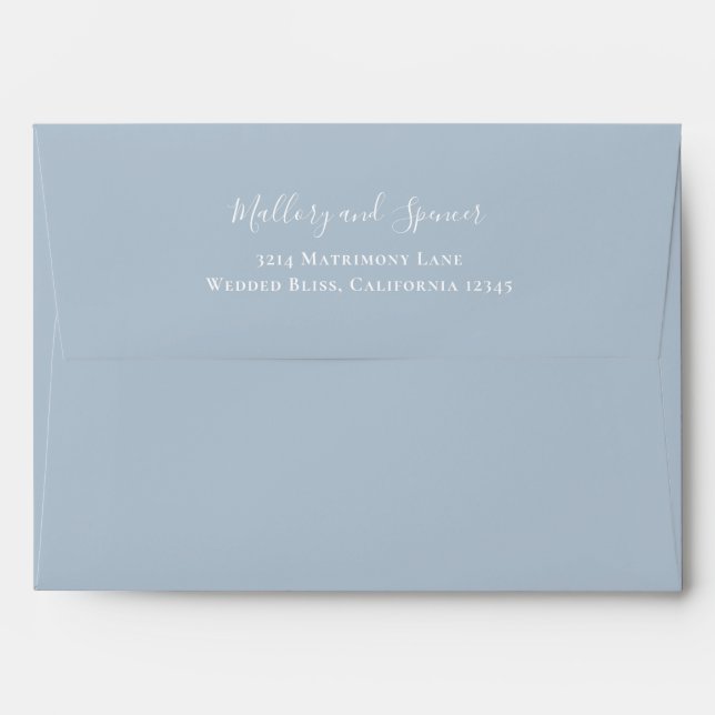 Traditional Dusty Blue Elegant Wedding Envelope (Back (Top Flap))