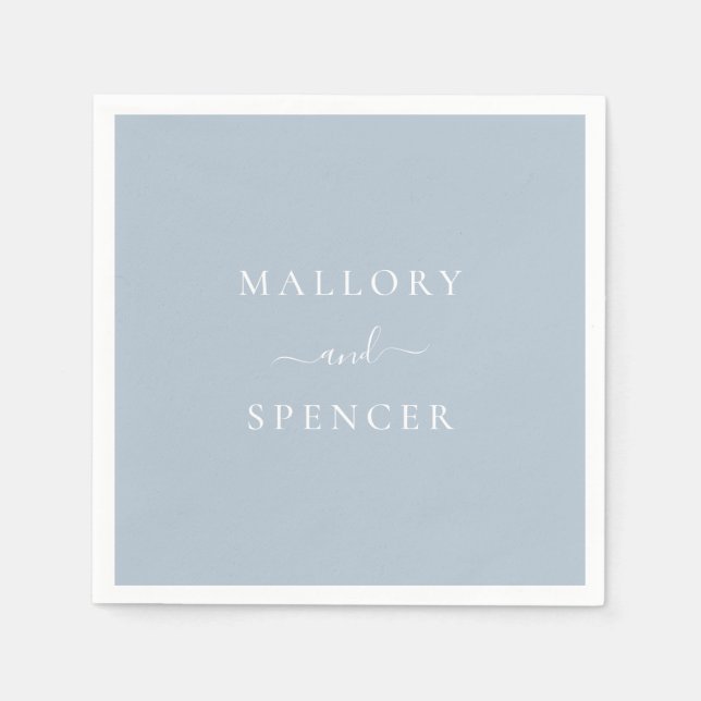 Traditional Dusty Blue Elegant Wedding Napkins (Front)