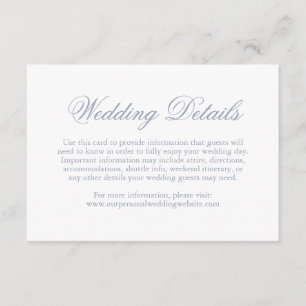 Traditional Dusty Blue Formal Elegant Wedding Enclosure Card