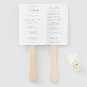Traditional Dusty Blue Formal Wedding Program Hand Fan