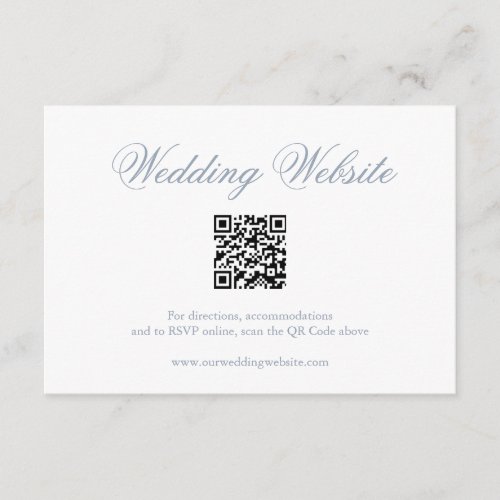 Traditional Dusty Blue QR Code Elegant Wedding Enclosure Card