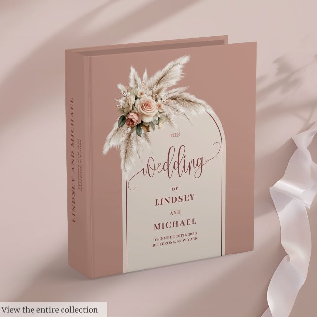 Traditional Dusty Pink Pampas Arch Wedding Binder (Traditional Dusty Pink Pampas Arch Wedding Binder)