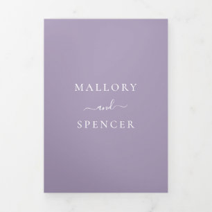 Traditional Dusty Purple Elegant Wedding Tri-Fold Invitation