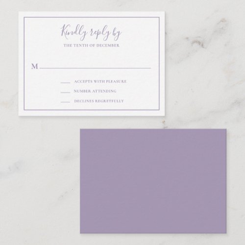 Traditional Dusty Purple Mini Wedding RSVP Card
