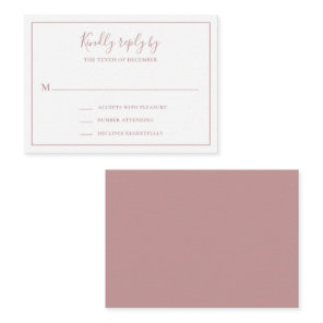 Traditional Dusty Rose Pink Mini Wedding RSVP Card