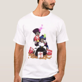 Traditional dutch culture:  two black pieten with T-Shirt