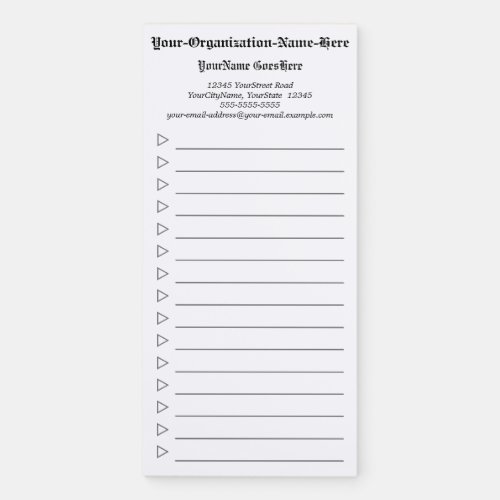 Traditional Editable Business Promotional Magnetic Notepad