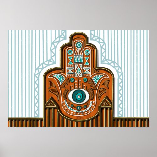 Traditional Egyptian Hamsa Khamsa Hand of Fatima Poster