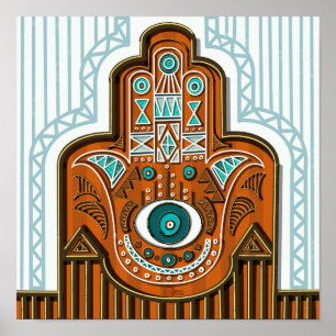 Traditional Egyptian Hamsa Khamsa Hand Of Fatimah Poster