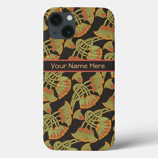 Traditional Egyptian Lotus Flowers Papyrus Black Case-Mate iPhone Case (Back)