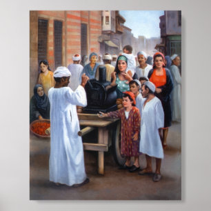 Traditional Egyptian Sweet Potato Vendor Vintage Foam Core Photo Tile