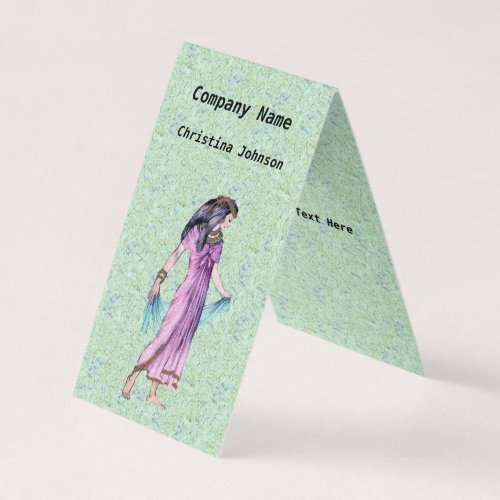 Traditional Egyptian Woman Pink Dress Scarf Green Business Card