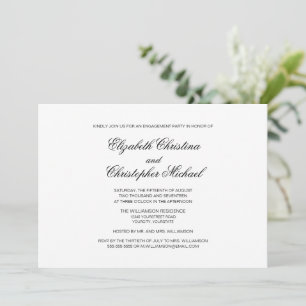 Traditional Elegance Black and White Engagement Invitation