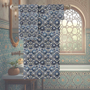 Traditional Elegance Blue & White Morrocan Tiles Bath Towel Set