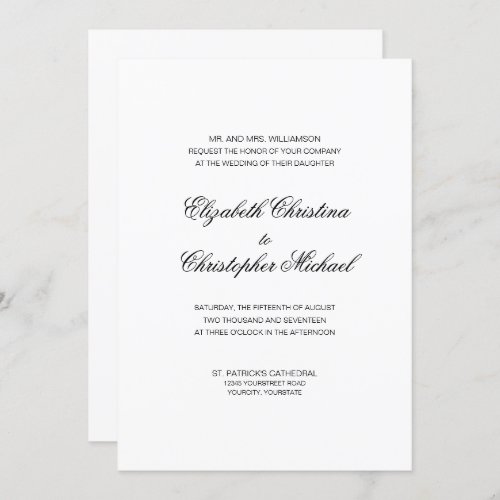 Traditional Elegance in Black and White no rcptn Invitation