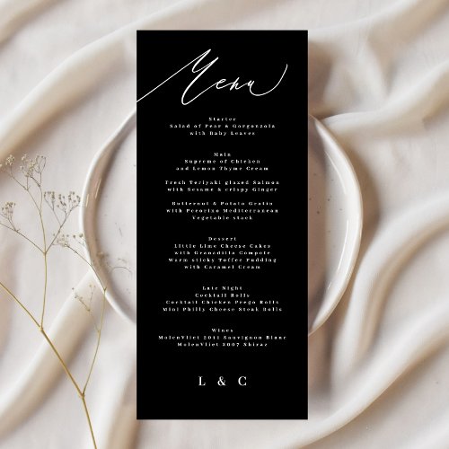 Traditional Elegant Black White Calligraphy Menu