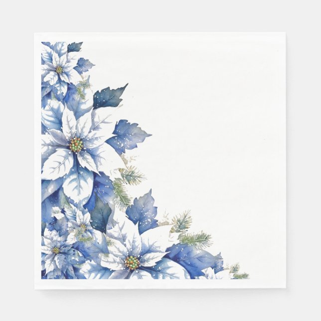 Traditional Elegant Christmas Poinsettia Lunch Napkins (Front)