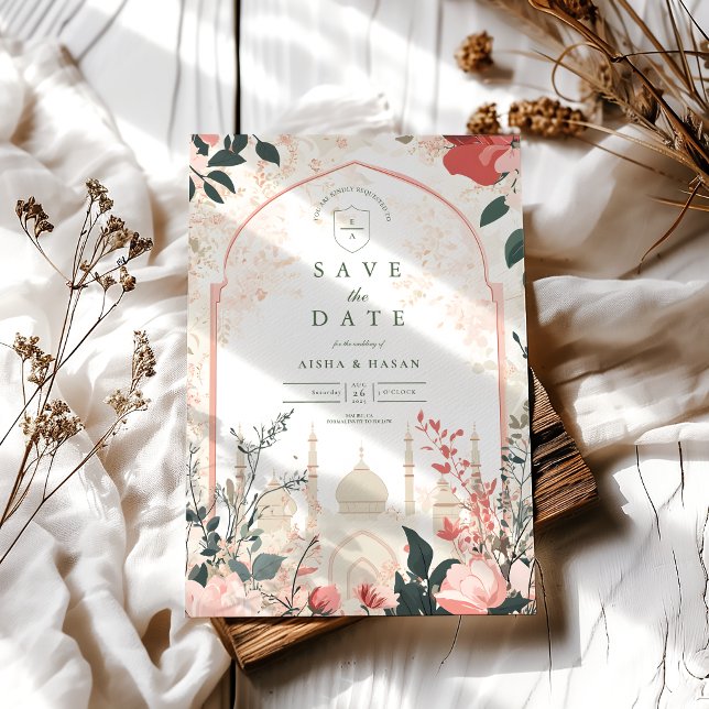 Traditional Elegant Floral Islamic Wedding Save The Date (Creator Uploaded)