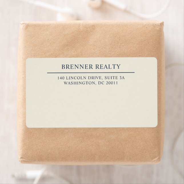 Traditional Elegant Navy Blue Ivory Shipping Label (Insitu)
