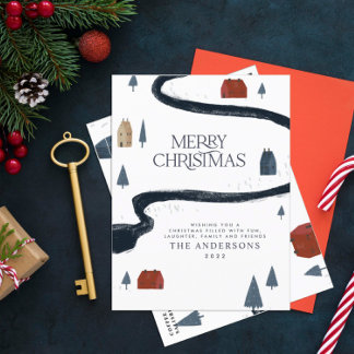 Traditional elegant rustic winter snow Christmas Holiday Postcard