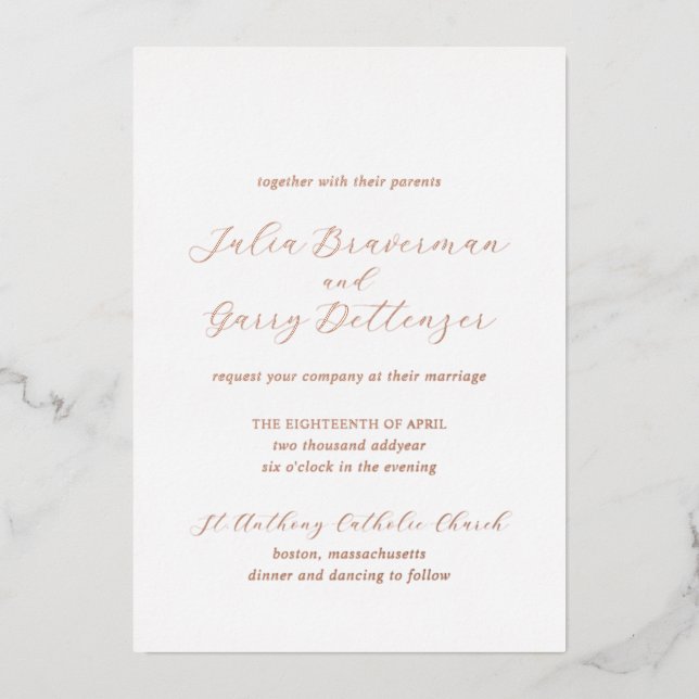 Traditional Elegant Wedding Foil Invitation (Front)