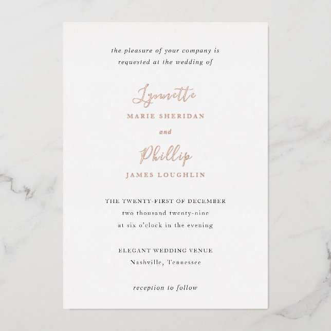 Traditional Elegant Wedding Foil Invitation (Front)