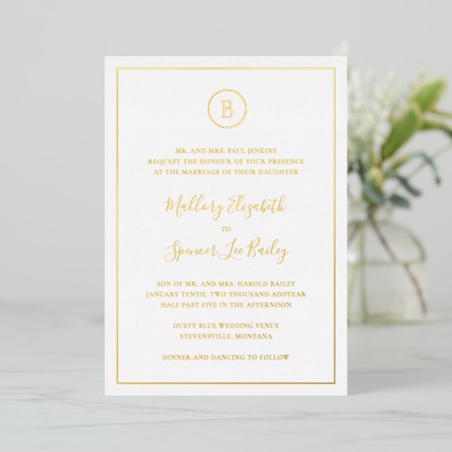 Traditional Elegant Wedding Foil Invitation (Standing Front)