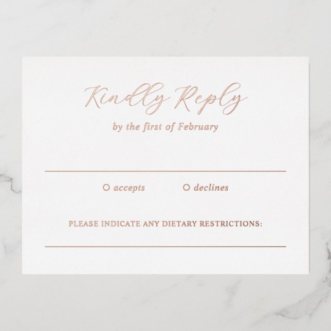 Traditional Elegant Wedding Foil RSVP Card (Front)