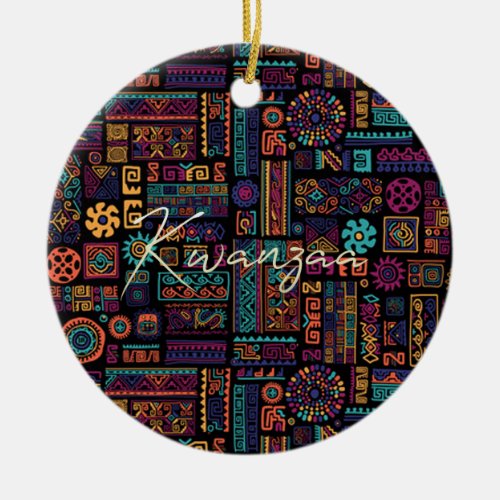 Traditional Elements Kwanzaa Ceramic Ornament