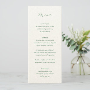 Traditional Emerald Green Elegant Wedding Menu
