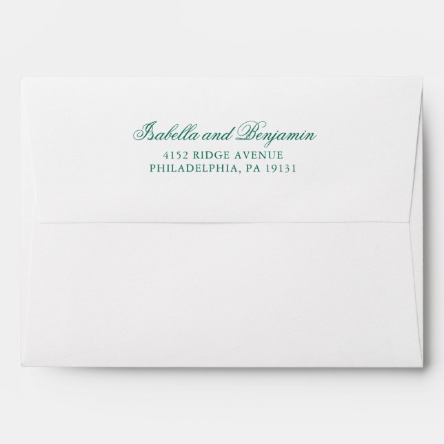 Traditional Emerald Green Formal Elegant Wedding Envelope (Back (Top Flap))