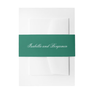 Traditional Emerald Green Formal Elegant Wedding Invitation Belly Band