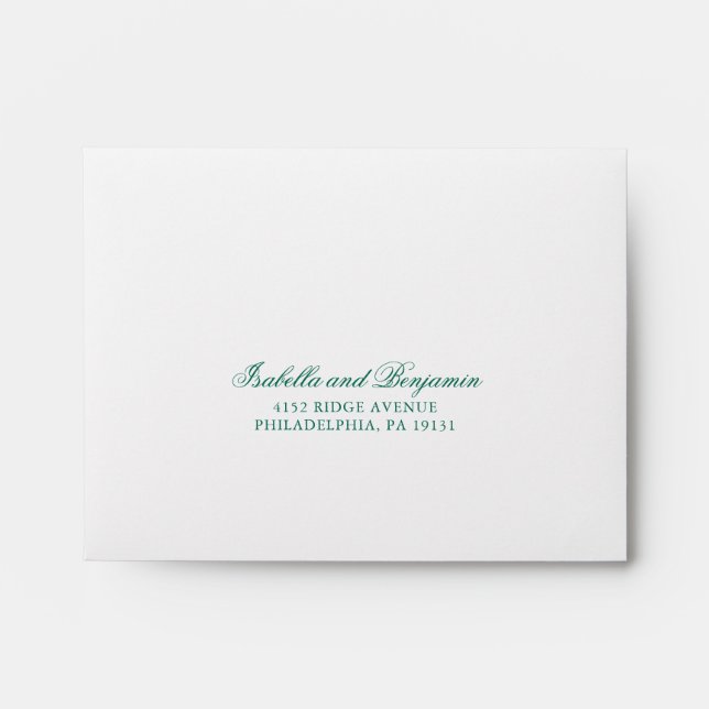 Traditional Emerald Green Formal RSVP Wedding Envelope (Front)