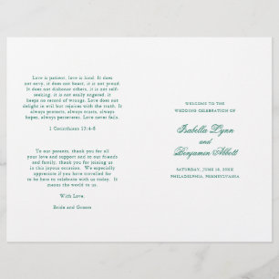 Traditional Emerald Green Formal Wedding Program