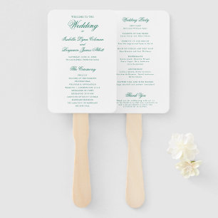 Traditional Emerald Green Formal Wedding Program Hand Fan