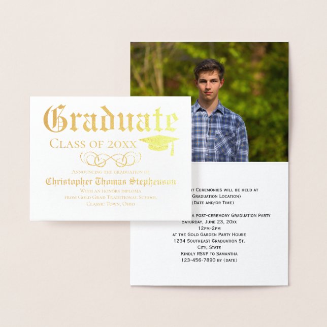 Traditional English Photo Graduation Invitation (Display)