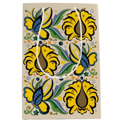 Traditional Estonian vintage floral embroidery Medium Gift Bag