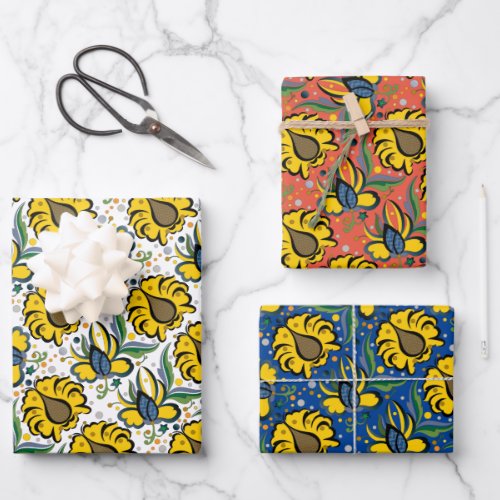 Traditional Estonian vintage floral embroidery Wrapping Paper Sheets