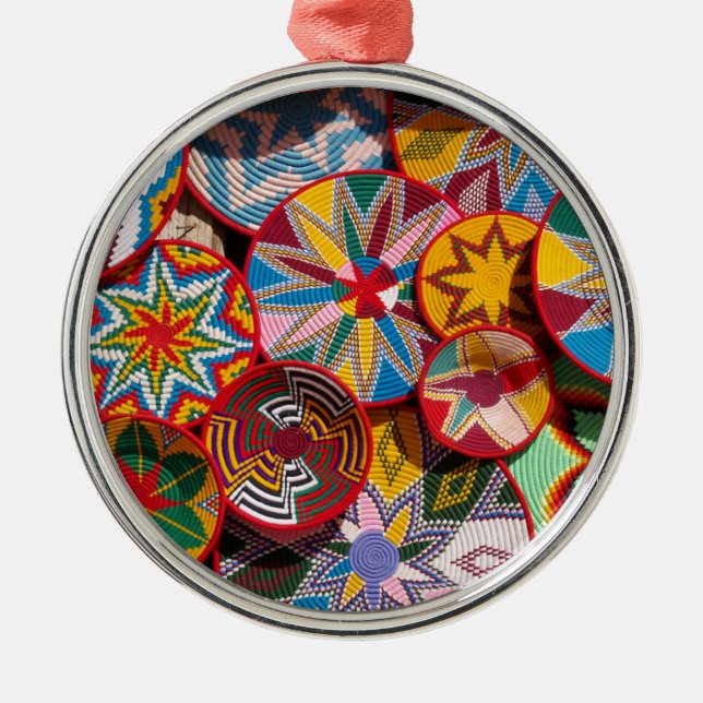 Traditional Ethiopian Baskets Metal Ornament (Front)