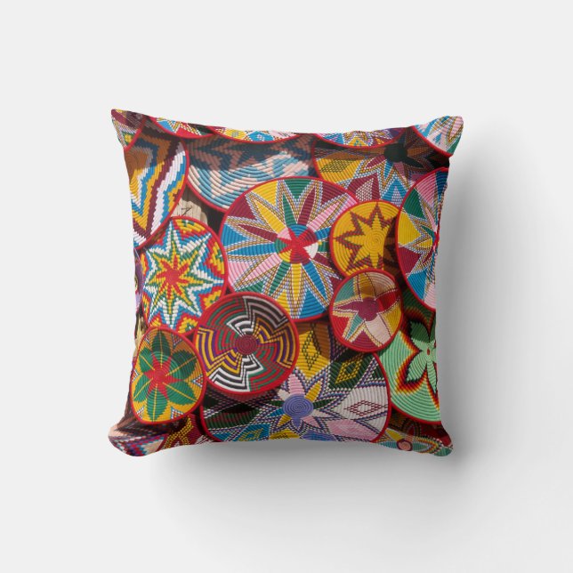 Traditional Ethiopian Baskets Throw Pillow (Front)