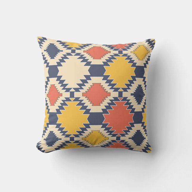Traditional, ethnic, rustic, geometric, vintage outdoor pillow (Front)