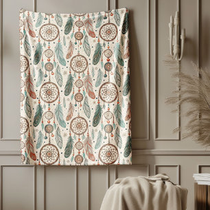 Traditional Ethnic vibrant Tribal dreamcatcher Fleece Blanket