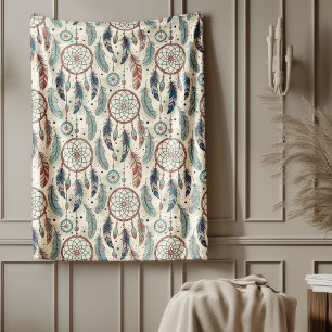 Traditional Ethnic vibrant Tribal dreamcatcher Fleece Blanket