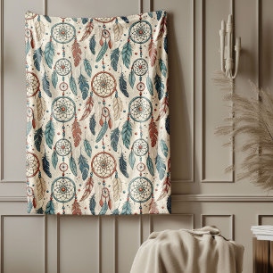 Traditional Ethnic vibrant Tribal dreamcatcher Fleece Blanket
