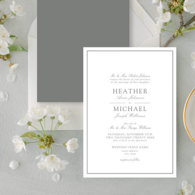Traditional Eucalyptus Green Classic Script Invitation (Creator Uploaded)